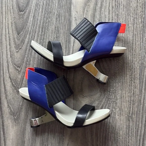 Women's Black and Blue Heels - Picture 3 of 5